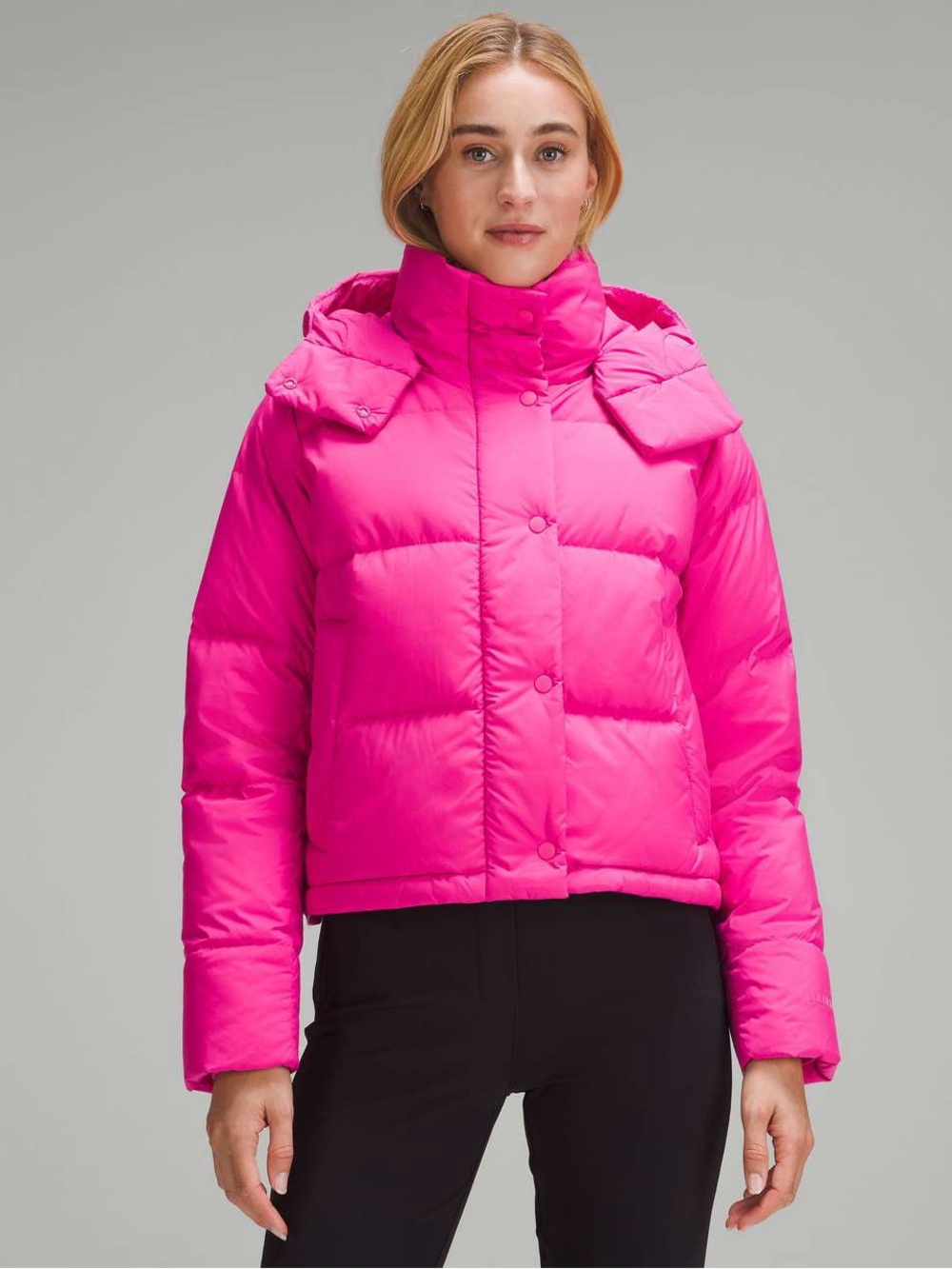 lululemon athletica Sonic Pink Wunder Puff Cropped Jacket with Hood